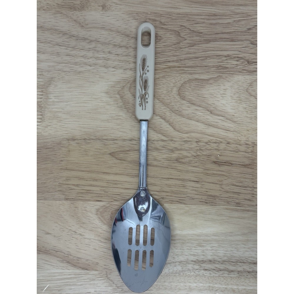 vintage Ekco "Spice of Life" slotted serving spoon chrome-plated utensil‎ #14